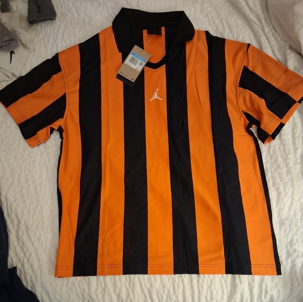 Jordan Black & Orange Vertical Stripe Polo